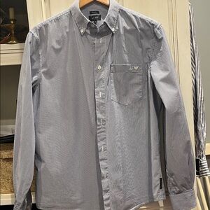 Armani Exchange Men's Blue Striped Button Down Shirt